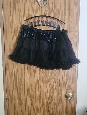 Black Ruffled Mini Skirt with Elastic Waist